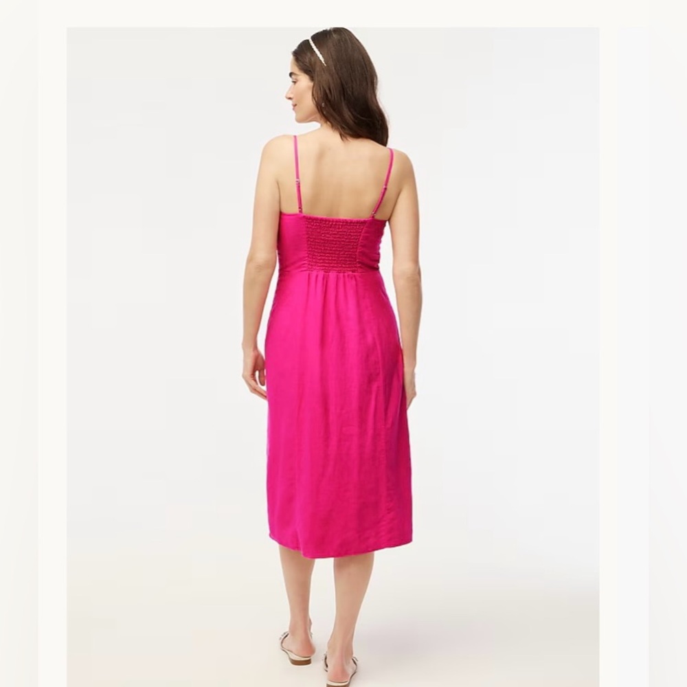 J crew pink linen-blend slip midi dress size 8 - Picture 3 of 4